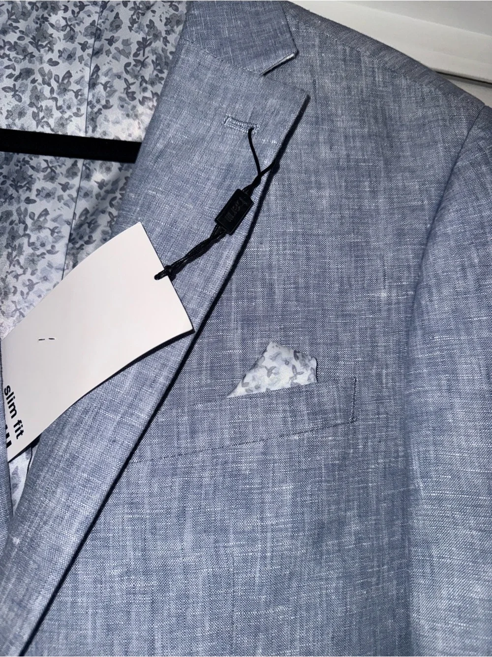 Bar III Slim Fit 100% Linen Sport Coat Blazer Light Blue 40R NWT